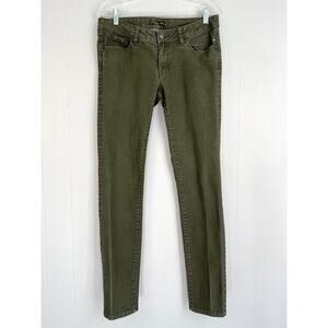 PrAna Kara Jeans Womens 8 29 Skinny Leg Low Rise Denim Stretch Olive Green